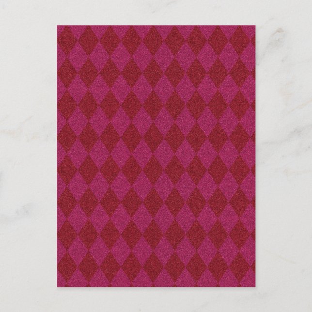 Pink & Red Diamond Glitter Postcard (Front)