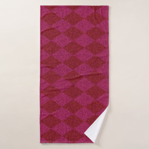 Pink & Red Diamond Glitter Pouf Bath Towel