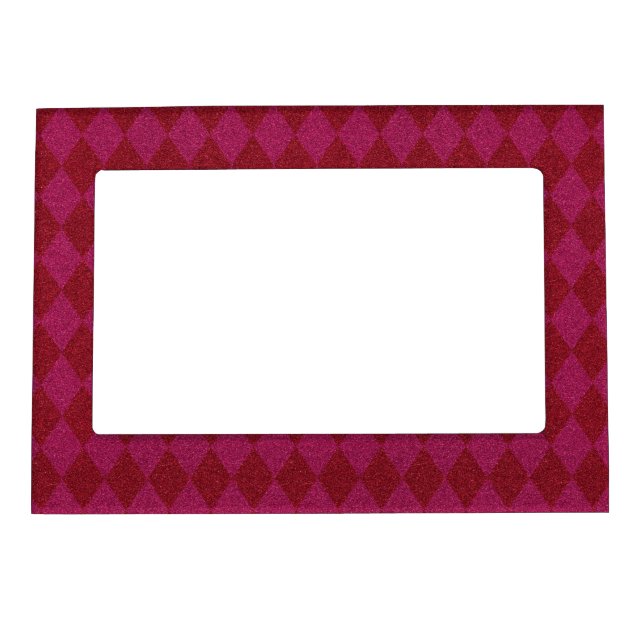 Pink & Red Diamond Glitter Pouf Magnetic Frame (Front)
