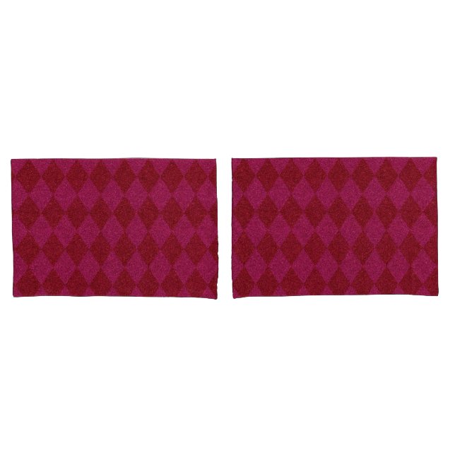 Pink & Red Diamond Glitter Pouf Pillow Case (Front-Set)