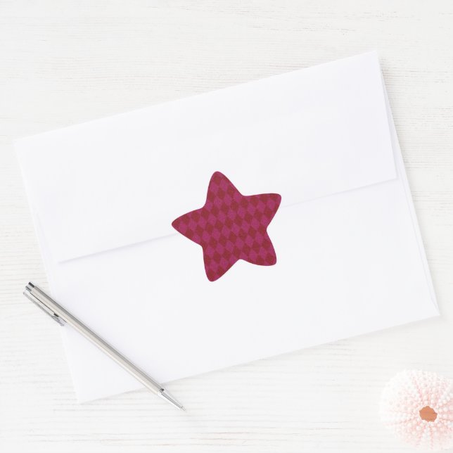 Pink & Red Diamond Glitter Star Sticker (Envelope)