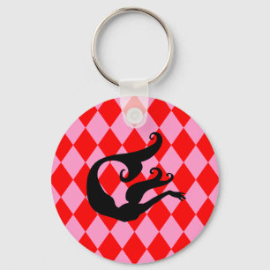 Pink & Red Diamonds Mermaid Keychain