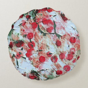 Pink Red Dirty polka Dot Grunge Decay Round Pillow