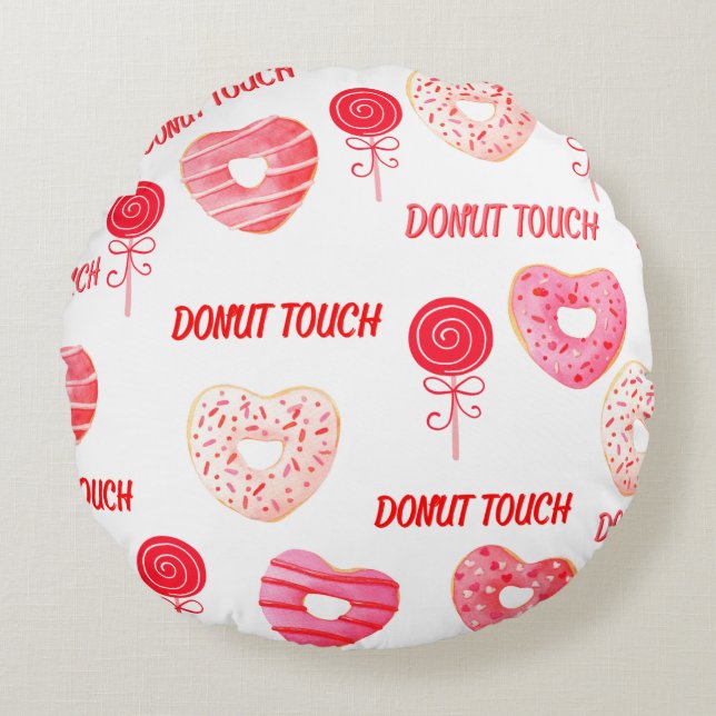  Pink & Red DoNut Touch Throw Pillow (Front)