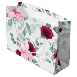 pink red elegant floral large gift bag