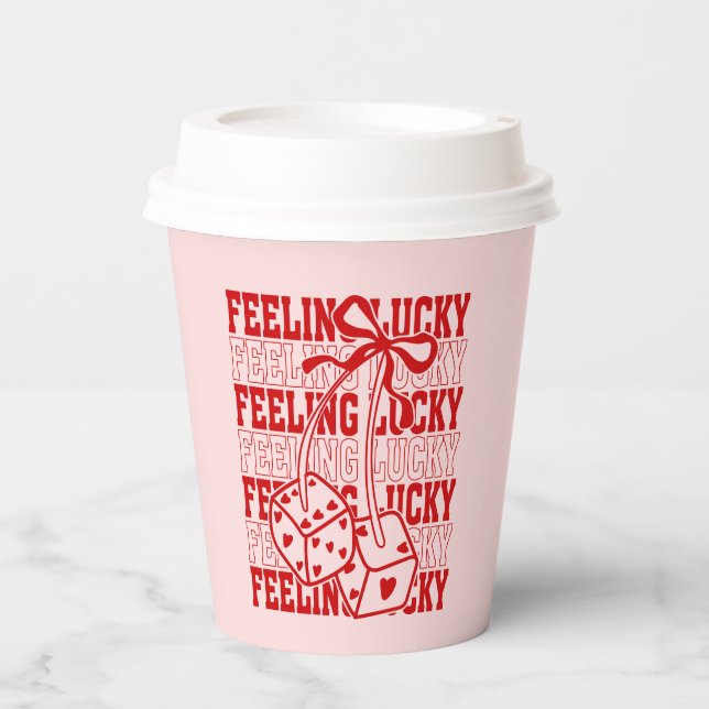 Pink & Red Feeling Lucky Bachelorette Party Cups (Front)