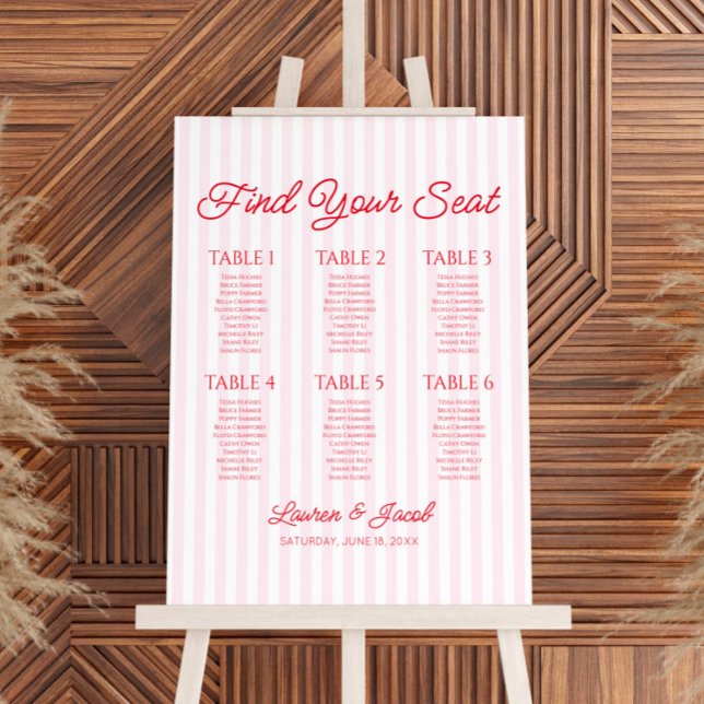 Pink Red Find Seat Small Wedding Seating Chart Foam Board (Creator Uploaded)