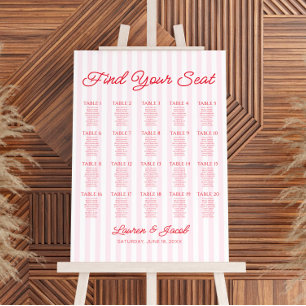 Pink Red Find Your Seat Wedding Seating Chart Foam Board