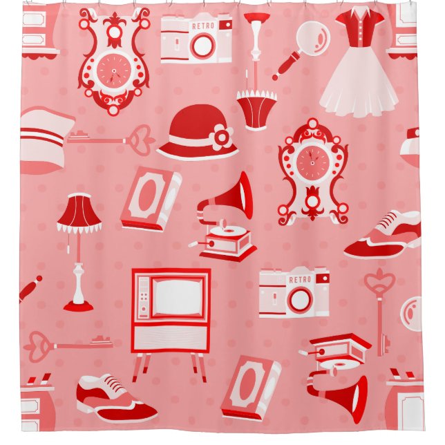 pink red flapper antique nostalgia old fashioned  shower curtain (Front)