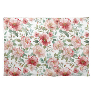 Pink Red Floral Birthday Cloth Placemat