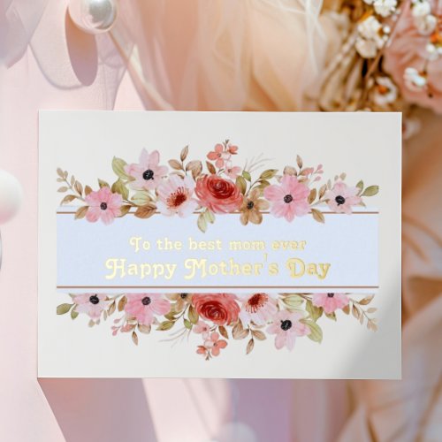 Pink Red Floral Foil Mothers Day Greeting Card