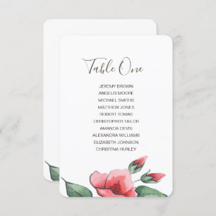 Pink red floral green wedding seating chart. invitation