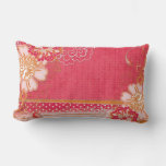 Pink Red Floral Lumbar Throw Pillow at Zazzle