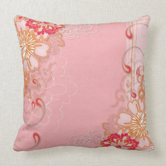 Pink Red Floral Pattern Throw Pillow