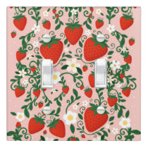 Pink & Red Floral Vines Strawberry Cute Light Switch Cover