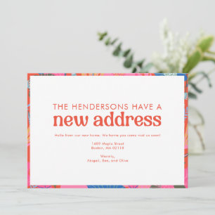 Pink Red Floral We Moved New Home Address Moving  Announcement