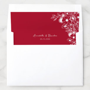 Pink Red Floral Wedding Envelope Liner