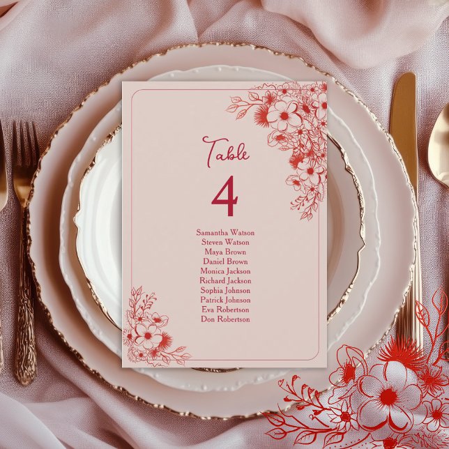 Pink Red Floral Wedding Seating Chart (Creator Uploaded)