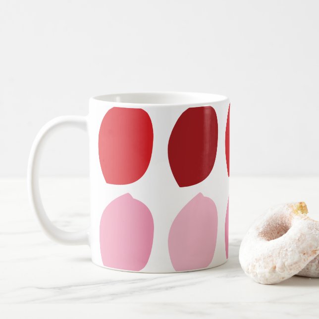 Pink Red Flower Petals Coffee Mug (With Donut)