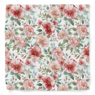 Pink Red Flowers Bandana