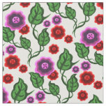 Pink/red flowers/green leaves/Folk  floral Fabric