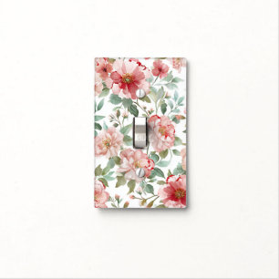 Pink Red Flowers Light Switch Cover