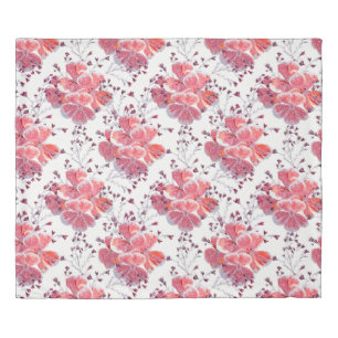 Pink-red flowers on white. duvet cover