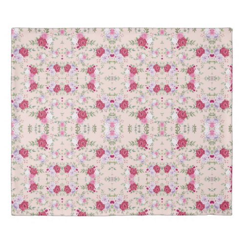 Pink red flowers Pattern Art Duvet Cover