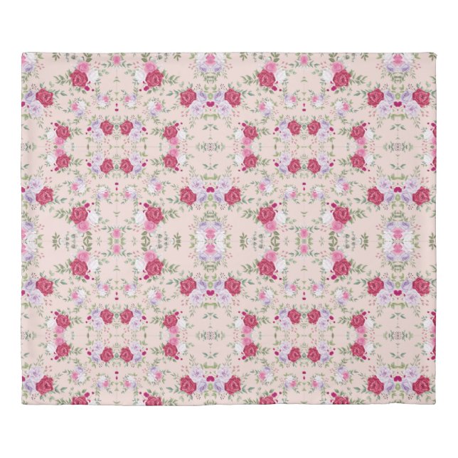 Pink red flowers Pattern Art Duvet Cover (Front)