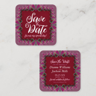 Pink & Red Fractal Lace Cute Save the Date Cards