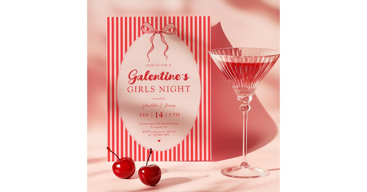 Pink Red Galentine's Party Invitation | Zazzle