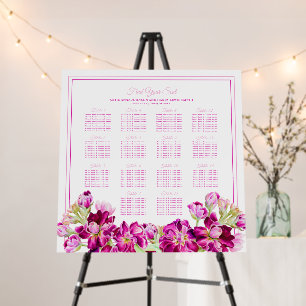 Pink red gilly flower wedding 14 table seating foam board