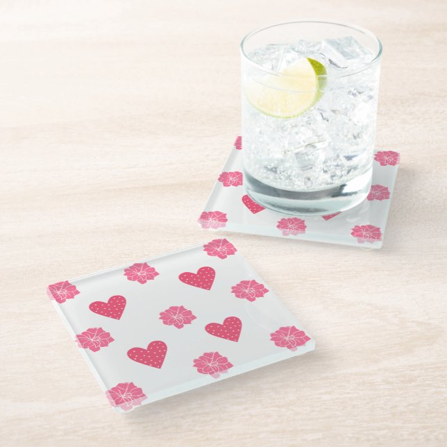 Pink Red Glass Coaster (Angled)