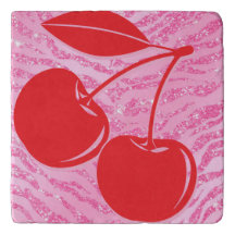 Pink Red Glitter Zebra Cherries
