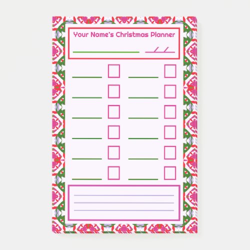 Pink Red Green Christmas Planner Festive Organizer Post_it Notes