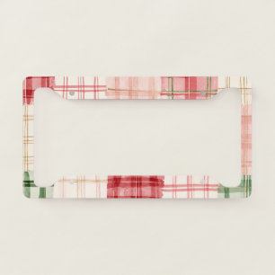 Pink Red Green Cream Abstract Stripes License Plate Frame