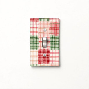Pink Red Green Cream Abstract Stripes Light Switch Cover