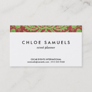 Pink Red & Green Damask Shabby Chic Business Card