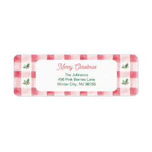 Pink Red Green Retro Christmas Pattern Label