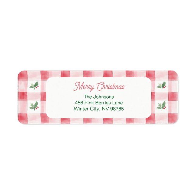 Pink Red Green Retro Christmas Pattern Label (Front)