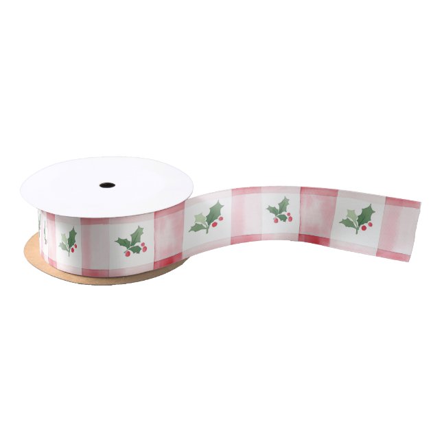 Pink Red Green Retro Pattern Christmas Ribbon (Spool)