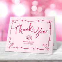 Pink Red Hand Drawn Doodle Style Graduation Quirky