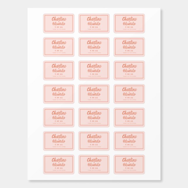 Pink & Red Handwriting Retro Wedding Matchboxes (Sticker Sheet)