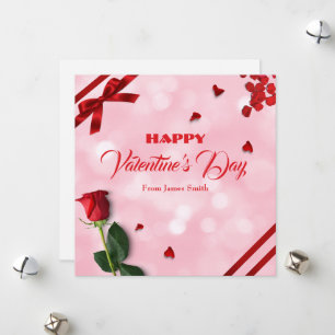 Pink Red Happy Birthday Valentine Holiday Card