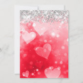 Pink Red Heart Gradient Silver Glitter Sweet 16 Invitation (Back)