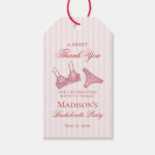 Pink & Red Heart Lingerie Bachelorette Party Favor Gift Tags