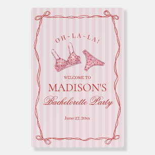 Pink & Red Heart Lingerie Bachelorette Welcome Foam Board
