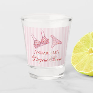 Pink & Red Heart Lingerie Shower Bachelorett Favor Shot Glass