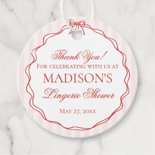 Pink & Red Heart Lingerie Shower Panty Party Favor Tags
