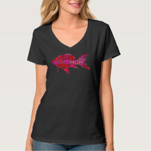 Pink Red Heart Love Mom Goldfish Mama Mother's Da T-Shirt